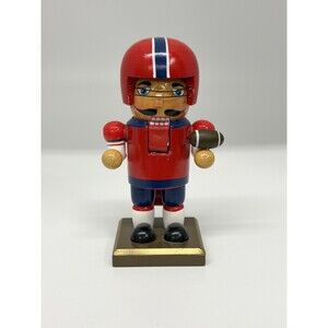 Holiday Home Football Player Nutcracker Figurine Standing Wood Red Helmet